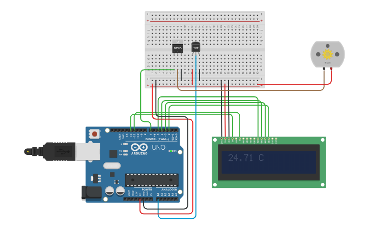 Circuit design DC motor so senzorom | Tinkercad