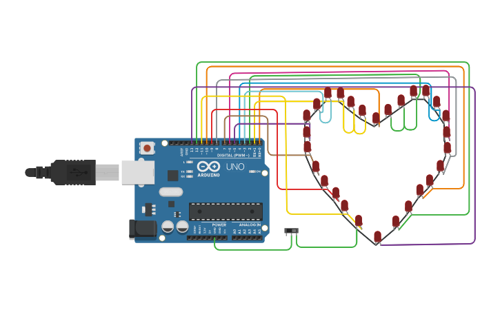 Circuit design LED HEART CON ARDUINO - Tinkercad