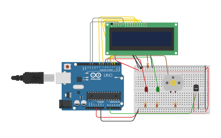 Circuit design SENSOR DE TEMPERATURA CON LCD - Tinkercad