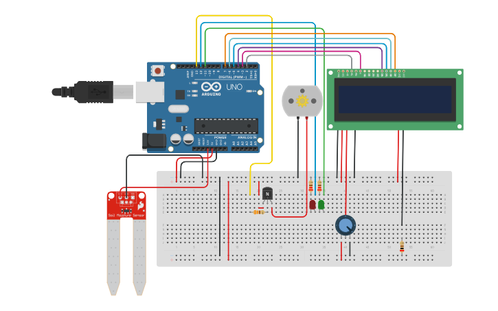 Circuit design Smart Irrigation System Using Arduino - Tinkercad