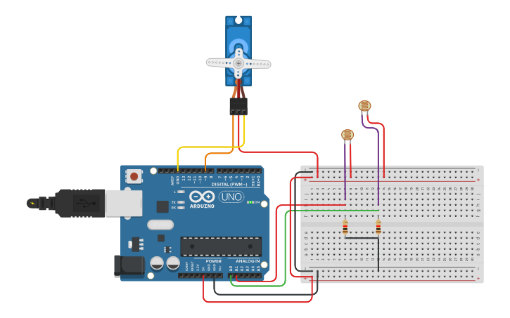 Circuit design Solar Sun Tracker - Tinkercad