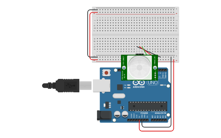Circuit design PIR Sensor - Tinkercad