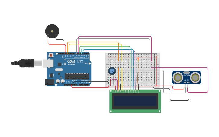 Circuit design Smart_Alert_System_using_US_sensor | Tinkercad