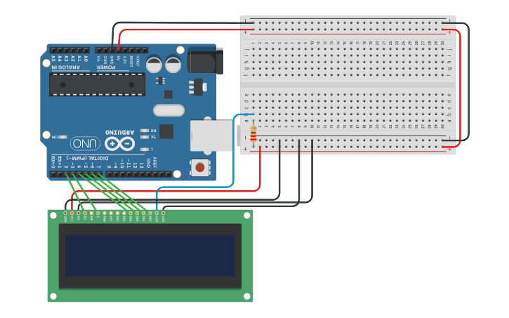 Circuit design ARDUINO + DISPLAY - Tinkercad