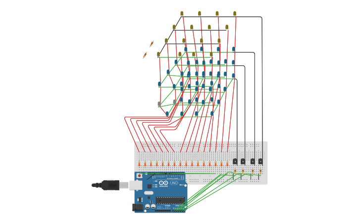 Circuit design Copy of Cubo de led 4x4x4 - Tinkercad