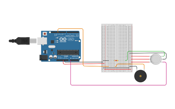 Circuit design smoke detector - Tinkercad
