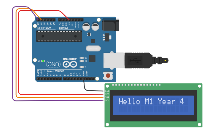 Circuit design I2C LCD - Tinkercad