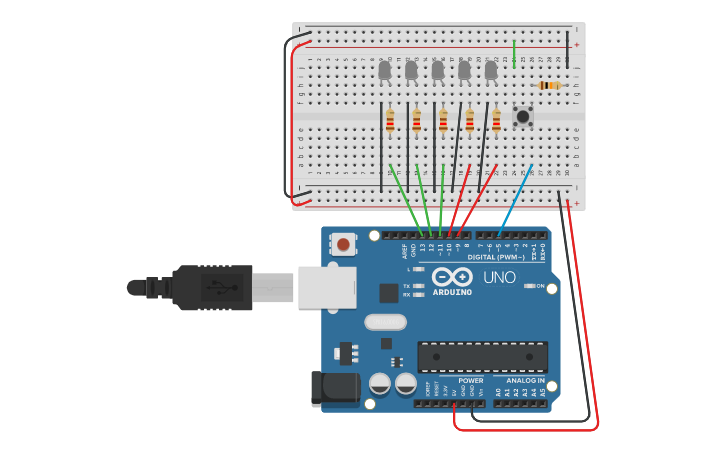Circuit design การทดลองที่ 4.2 อินพุตดิจิตอลของ Arduino Uno - Tinkercad