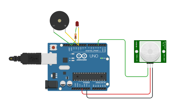 Circuit design Interfacing Motion Sensor with Arduino - Tinkercad
