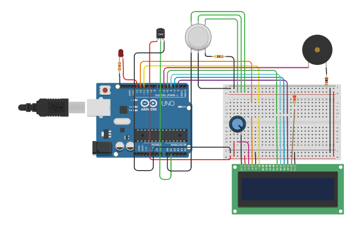 Circuit design Fire Alarm - Tinkercad