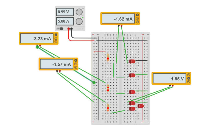 Circuit design Lab 2 - Leds en paralelo | Tinkercad