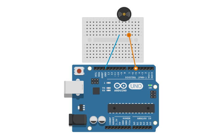 Circuit design Arduino Lesson #7a - Active Buzzer - Tinkercad