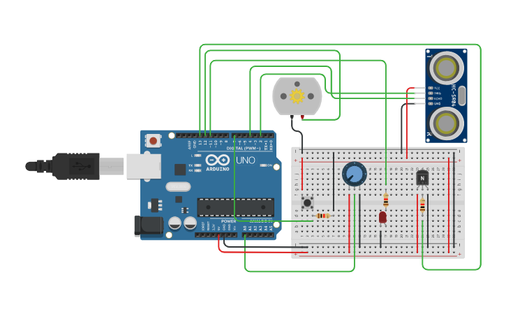 Circuit design Robu Daniel C/C motor with ultrasonic sensor - Tinkercad