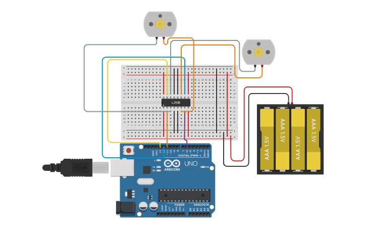 Circuit design Controlling DC Motors With Arduino - Tinkercad