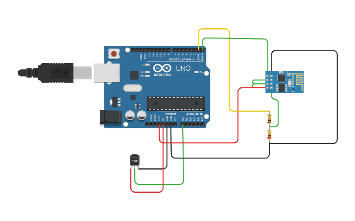 Circuit design Copy of Copy of Thingspeak example | Tinkercad