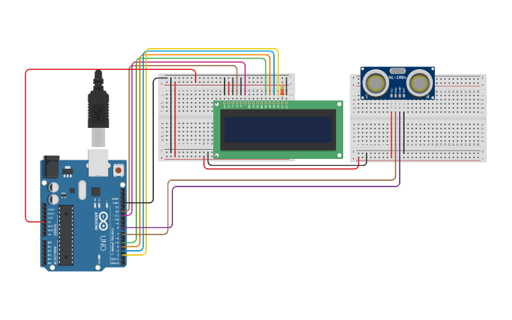 Circuit design Misura distanza con Trasduttore ultrasusoni Arduino ...