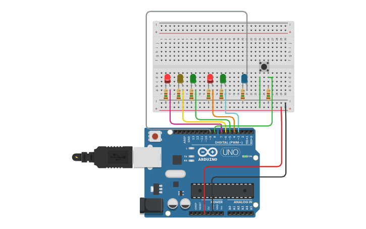 Circuit design Traffic Light System - Tinkercad