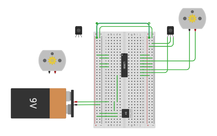 Circuit design Line Follower - Tinkercad