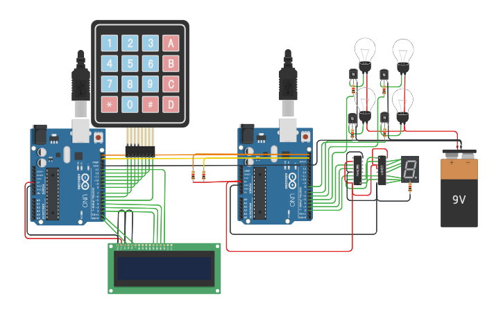 Circuit design I2C LCD example - Tinkercad