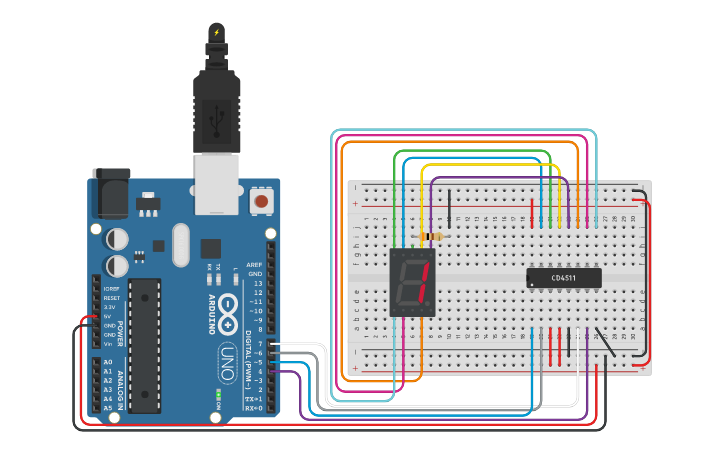 Circuit design display 7 seg | Tinkercad