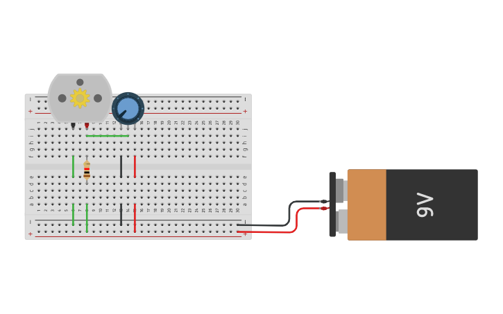 Circuit design DC Motor with Potentiometer - Tinkercad