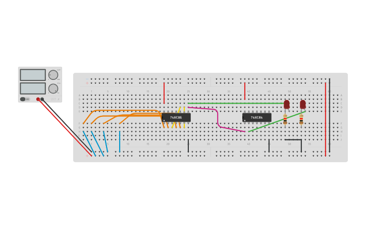 Circuit design 4 bit even and odd parity_1954074 | Tinkercad
