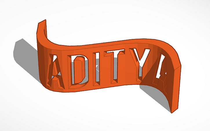 3D design Curved Name Plate - Tinkercad