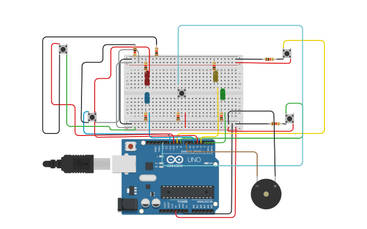 Circuit design Concurso - Pulsadores | Tinkercad