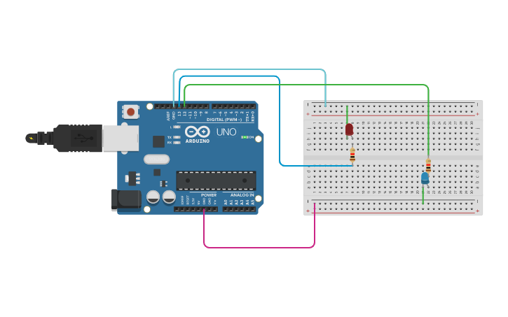 Circuit design MÔ HÌNH THIẾT KẾ HAI ĐÈN NHẤP NHÁY - Tinkercad