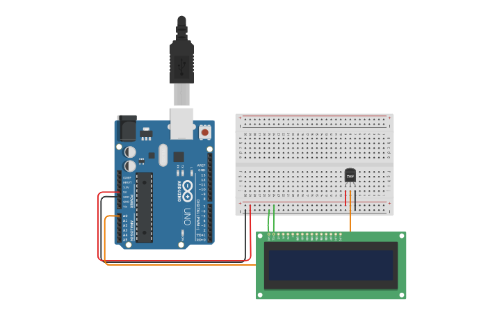 Circuit design Temperature Sensor IoT - Tinkercad