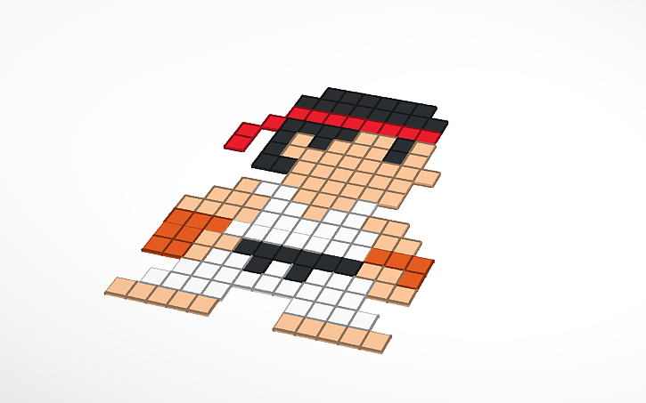 3D design (pixel art) ryu street fighter - Tinkercad