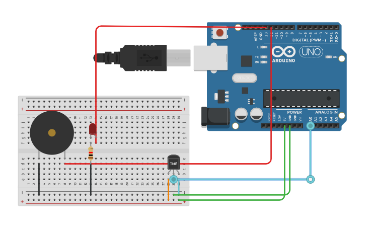 Circuit design Fire Alarm Project | Tinkercad