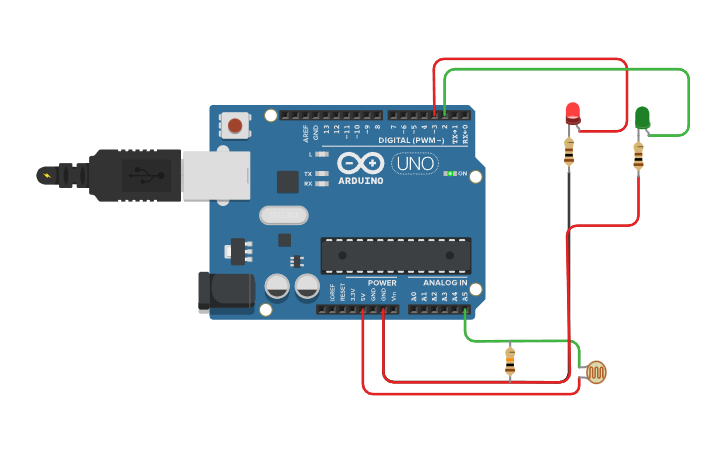 Circuit design วงจรวัดความสว่างของแสง 04，20,26 - Tinkercad