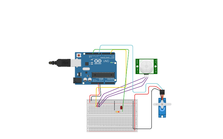 Circuit design Automatic Door using PIR sensor and servo motor - Tinkercad