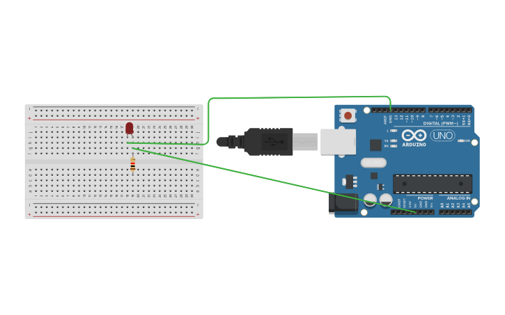 Circuit design clignoter une led | Tinkercad