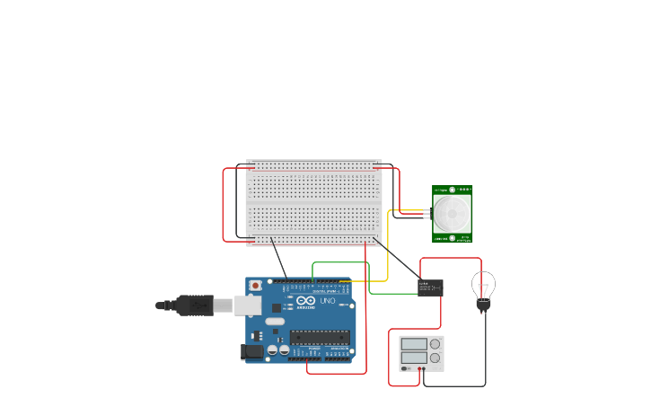 Circuit design Automatic room lighting system - Tinkercad