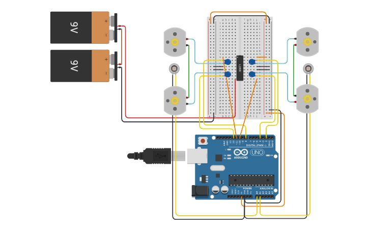 Circuit design Line Follower - Tinkercad