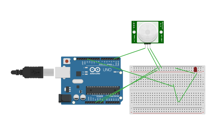 Pir Sensor Movement Detector Tinkercad