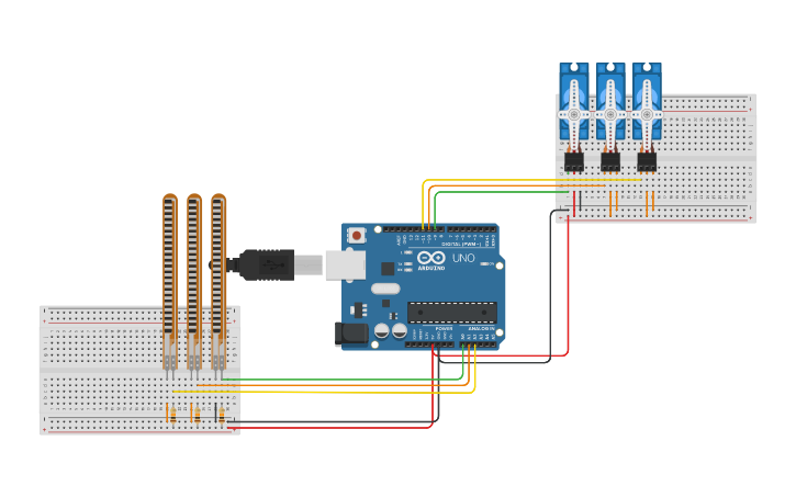 Circuit design Sensor application-flex | Tinkercad