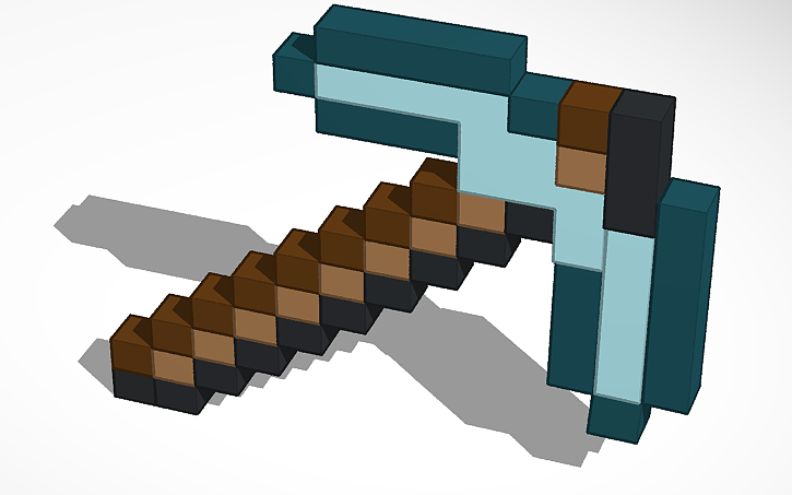 Minecraft Pickaxe Model 3D design minecraft diamond pickaxe - Tinkercad