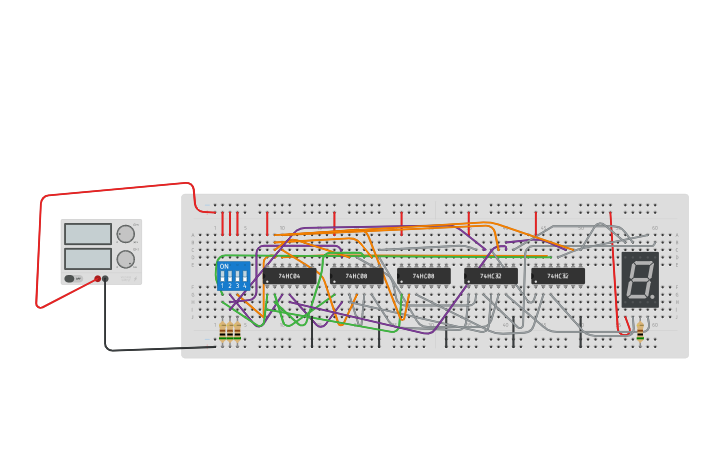 Circuit design 7 segment display - Tinkercad