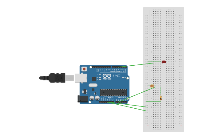 Circuit design Photoresistor controlled LED | Tinkercad