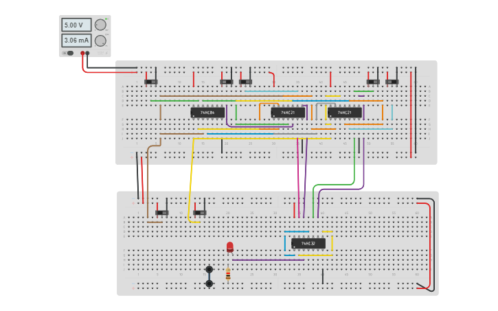 Circuit design 4 X 1 - Tinkercad