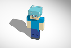 3D design Minecraft Steve With Diamond Helmet  Tinkercad