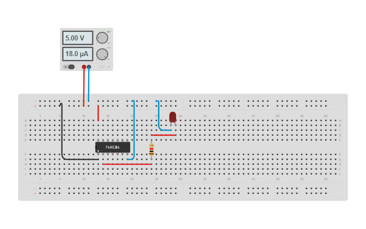 Circuit design 74hc04 NOT - Tinkercad