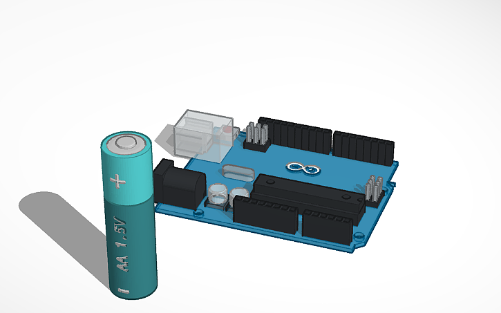 3D design Arudino Uno R3 with Fake AA Battery #TinkerTogether - Tinkercad