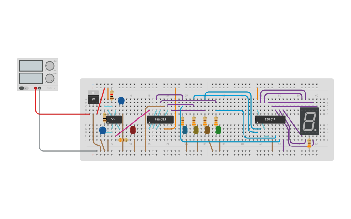 Circuit design PENCACAH 7493 - Tinkercad