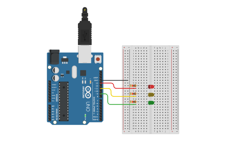 Circuit Design Traffic Light Tinkercad 5174