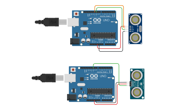 Circuit design Arduino Ultrasonic Circuit - Tinkercad