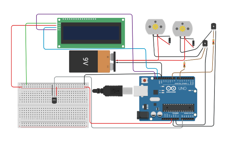 Circuit design Smart fan using Arduino board - Tinkercad